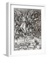 St. Michael and the Dragon, from a Latin Edition, 1511-Albrecht Dürer-Framed Giclee Print