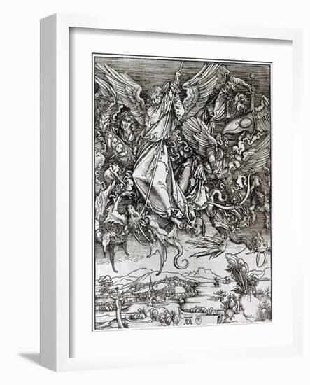 St. Michael and the Dragon, from a Latin Edition, 1511-Albrecht Dürer-Framed Giclee Print