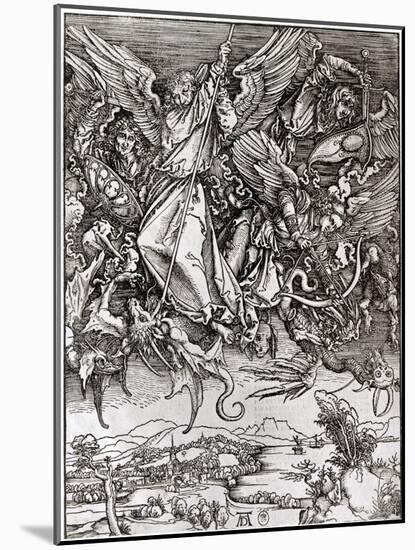 St. Michael and the Dragon, from a Latin Edition, 1511-Albrecht Dürer-Mounted Giclee Print