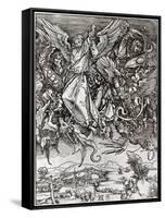 St. Michael and the Dragon, from a Latin Edition, 1511-Albrecht Dürer-Framed Stretched Canvas