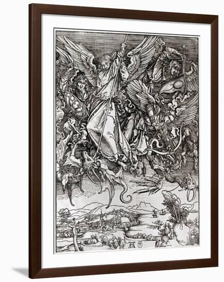 St. Michael and the Dragon, from a Latin Edition, 1511-Albrecht Dürer-Framed Giclee Print