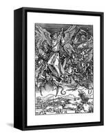 St Michael Battling with the Dragon, 1498-Albrecht Durer-Framed Stretched Canvas