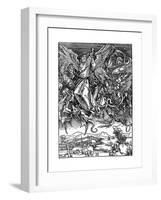 St Michael Battling with the Dragon, 1498-Albrecht Durer-Framed Giclee Print