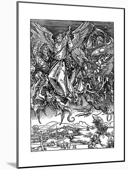 St Michael Battling with the Dragon, 1498-Albrecht Durer-Mounted Giclee Print