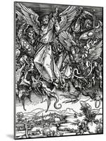 St. Michael Fighting the Dragon, 1498 (Woodcut)-Albrecht Dürer-Mounted Giclee Print