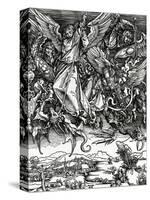 St. Michael Fighting the Dragon, 1498 (Woodcut)-Albrecht Dürer-Stretched Canvas