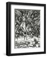 St. Michael Fighting the Dragon, 1498 (Woodcut)-Albrecht Dürer-Framed Giclee Print