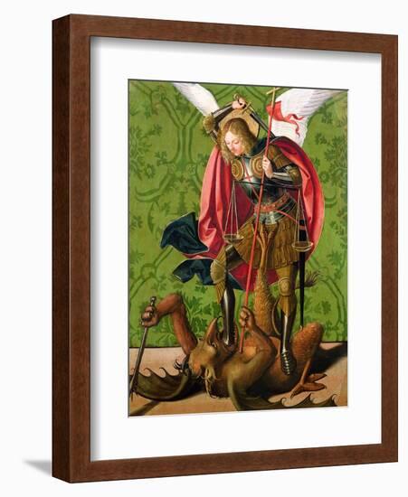 St. Michael Killing the Dragon-Josse Lieferinxe-Framed Giclee Print
