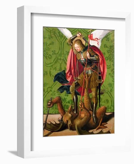 St. Michael Killing the Dragon-Josse Lieferinxe-Framed Giclee Print