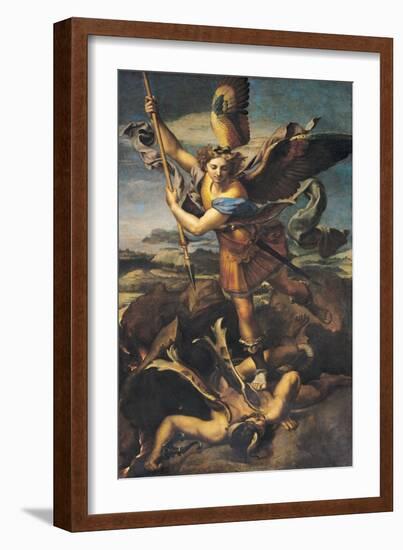 St. Michael Overwhelming the Demon, 1518-Raphael-Framed Giclee Print