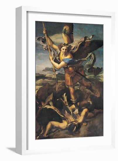 St. Michael Overwhelming the Demon, 1518-Raphael-Framed Giclee Print