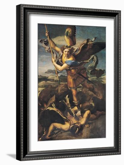 St. Michael Overwhelming the Demon, 1518-Raphael-Framed Giclee Print