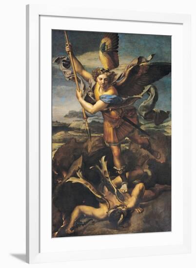 St. Michael Overwhelming the Demon, 1518-Raphael-Framed Giclee Print