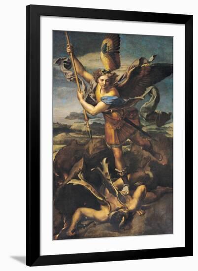 St. Michael Overwhelming the Demon, 1518-Raphael-Framed Giclee Print