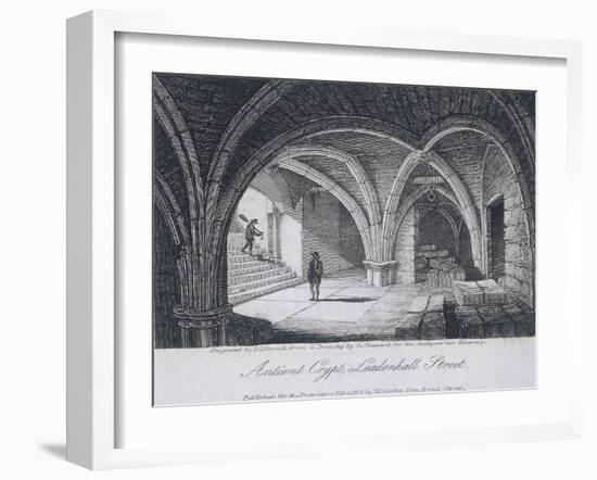 St Michael's Crypt, Aldgate, London, 1816-JC Varrall-Framed Giclee Print