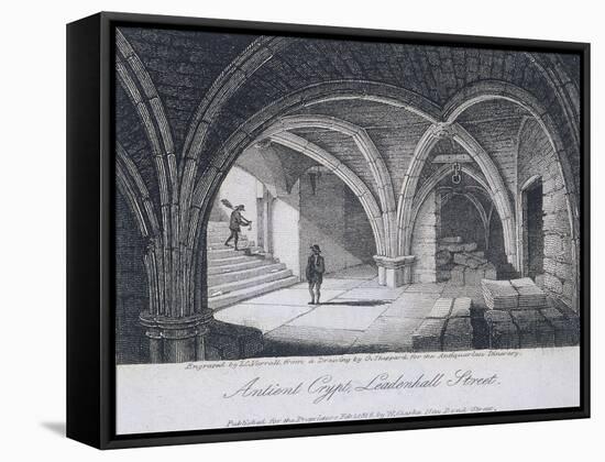 St Michael's Crypt, Aldgate, London, 1816-JC Varrall-Framed Stretched Canvas