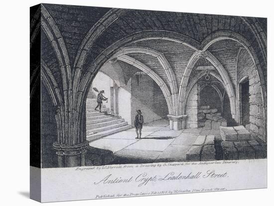 St Michael's Crypt, Aldgate, London, 1816-JC Varrall-Stretched Canvas