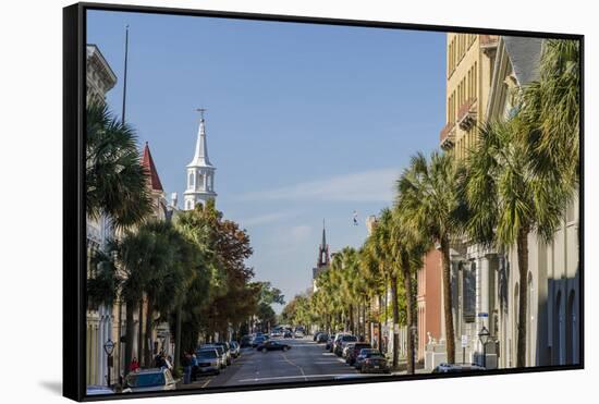 St. Michael's Episcopal Church on Broad Street, Charleston, South Carolina.-Michael DeFreitas-Framed Stretched Canvas