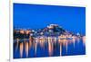 St. Michael's Fortress and Sibenik Harbour, Sibenik, Dalmatian Coast, Croatia-Neil Farrin-Framed Photographic Print