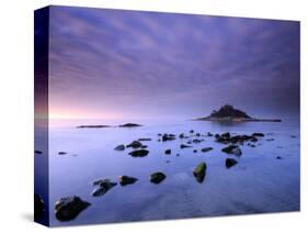 St Michael's Mount at Sunrise, from Marazion Beach, Cornwall, Uk. November 2008-Ross Hoddinott-Stretched Canvas