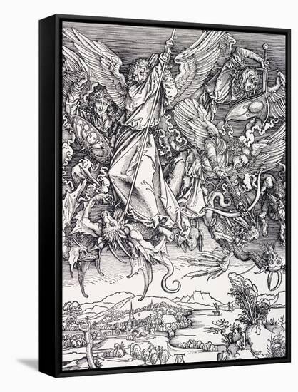 St. Michael Slaying the Dragon-Albrecht Dürer-Framed Stretched Canvas