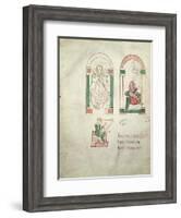 St. Michael, St. Augustine Writing and St. David Playing the Harp, 'saint Augustin Super Psalmos-null-Framed Giclee Print