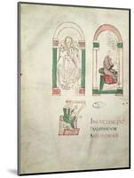 St. Michael, St. Augustine Writing and St. David Playing the Harp, 'saint Augustin Super Psalmos-null-Mounted Giclee Print