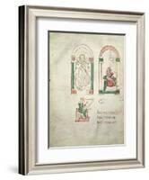 St. Michael, St. Augustine Writing and St. David Playing the Harp, 'saint Augustin Super Psalmos-null-Framed Giclee Print