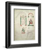 St. Michael, St. Augustine Writing and St. David Playing the Harp, 'saint Augustin Super Psalmos-null-Framed Giclee Print