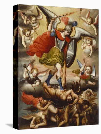 St Michael the Archangel. Cuzco School, 17th Cent, c.1675-Diego Quispe Tito-Stretched Canvas