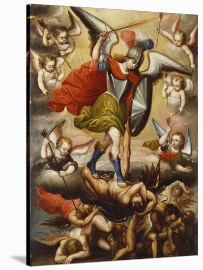 St Michael the Archangel. Cuzco School, 17th Cent, c.1675-Diego Quispe Tito-Stretched Canvas