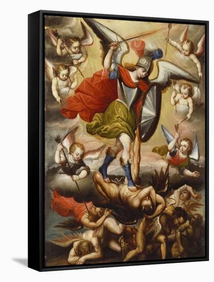 St Michael the Archangel. Cuzco School, 17th Cent, c.1675-Diego Quispe Tito-Framed Stretched Canvas