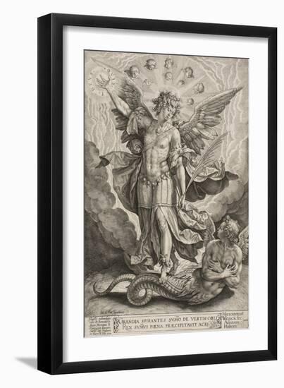 St Michael Triumphing over the Dragon, 1584-Hieronymus Wierix-Framed Giclee Print