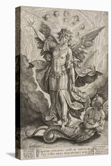 St Michael Triumphing over the Dragon, 1584-Hieronymus Wierix-Stretched Canvas