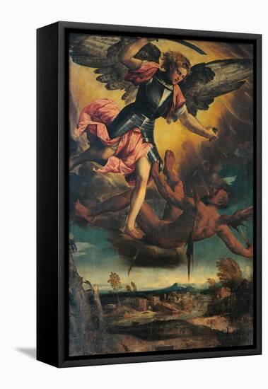 St Michael Vanquishing the Devil-Bonifacio Veronese-Framed Stretched Canvas