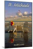 St. Michaels, Maryland - Adirondack Chairs on the Beach-Lantern Press-Mounted Art Print