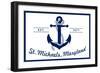 St. Michaels, Maryland - Blue and White Anchor-Lantern Press-Framed Art Print