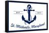 St. Michaels, Maryland - Blue and White Anchor-Lantern Press-Framed Stretched Canvas