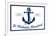 St. Michaels, Maryland - Blue and White Anchor-Lantern Press-Framed Art Print