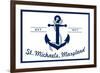 St. Michaels, Maryland - Blue and White Anchor-Lantern Press-Framed Art Print