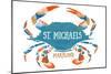 St. Michaels, Maryland - Blue Crab - Watercolor-Lantern Press-Mounted Art Print