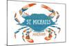 St. Michaels, Maryland - Blue Crab - Watercolor-Lantern Press-Mounted Art Print