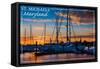 St. Michaels, Maryland - Boats at Sunset-Lantern Press-Framed Stretched Canvas