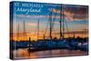 St. Michaels, Maryland - Boats at Sunset-Lantern Press-Stretched Canvas