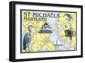 St. Michaels, Maryland - Nautical Chart-Lantern Press-Framed Art Print