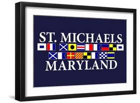 St. Michaels, Maryland - Nautical Flags-Lantern Press-Framed Art Print