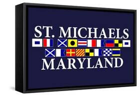 St. Michaels, Maryland - Nautical Flags-Lantern Press-Framed Stretched Canvas