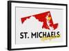 St. Michaels, Maryland - Red and Black - State Outline and Heart-Lantern Press-Framed Art Print