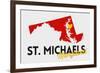 St. Michaels, Maryland - Red and Black - State Outline and Heart-Lantern Press-Framed Art Print