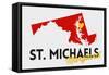 St. Michaels, Maryland - Red and Black - State Outline and Heart-Lantern Press-Framed Stretched Canvas